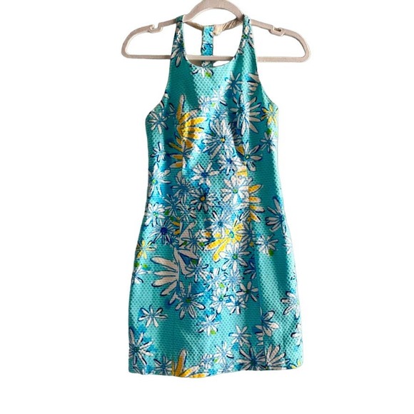 Lilly Pulitzer Dresses & Skirts - LILLY PULITZER Women's 00 Grayes Breakwater Blue Floral Daisy Racerback Dress